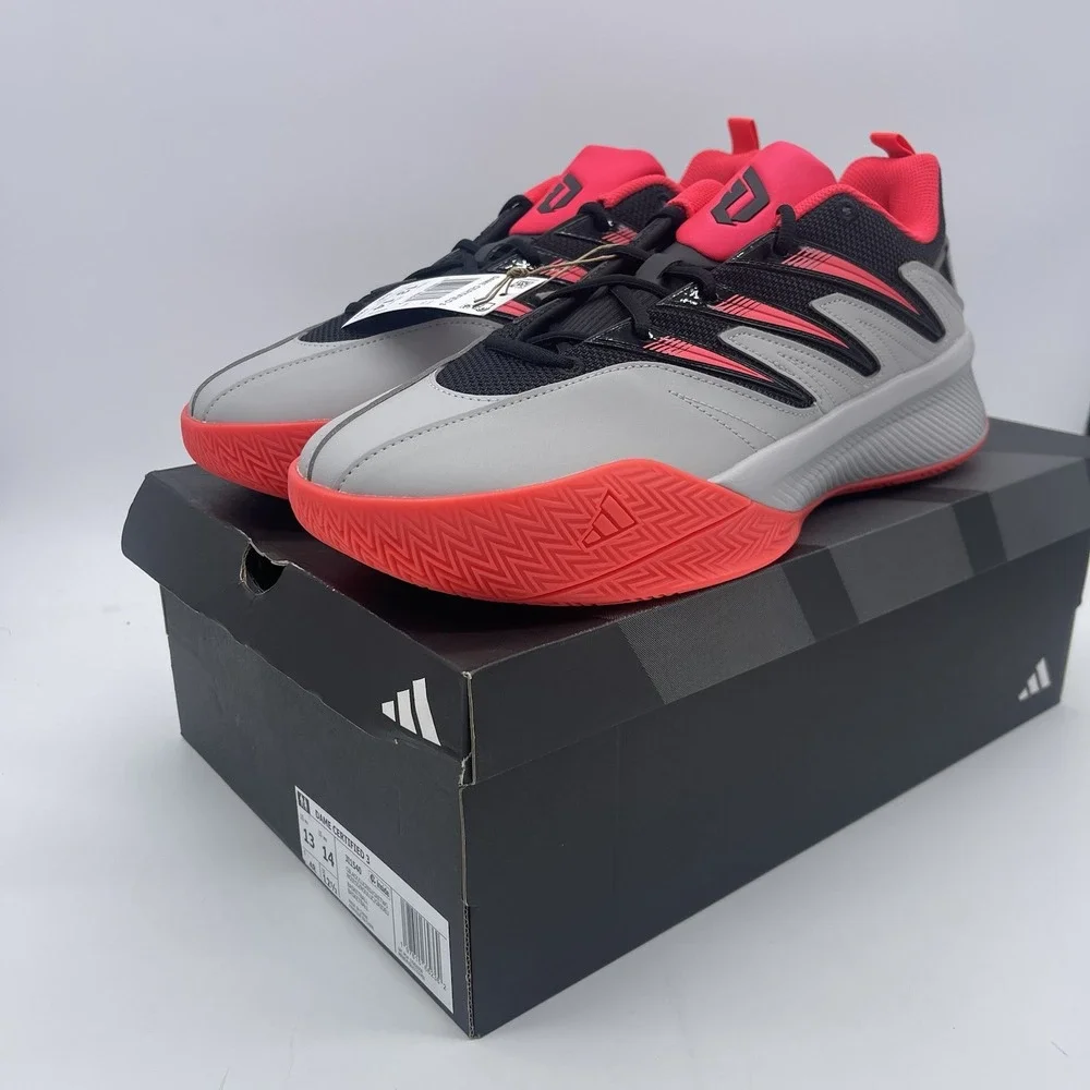 NEW Adidas Dame Certified 3 Low Basketball Shoe Grey Black Red Size 13 JI1540